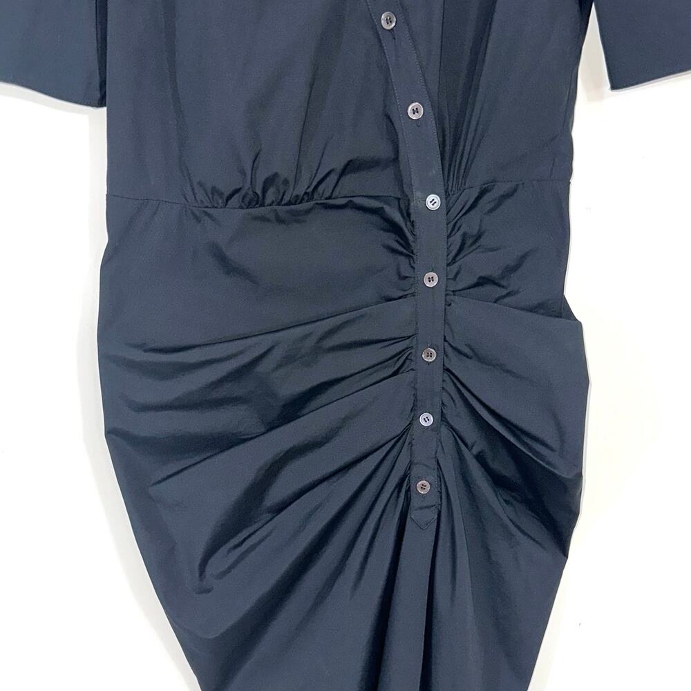 SOLD 💕Veronica Beard Atia Black Ruched Cotton Button Front Dress Size 8 - Picture 5 of 13